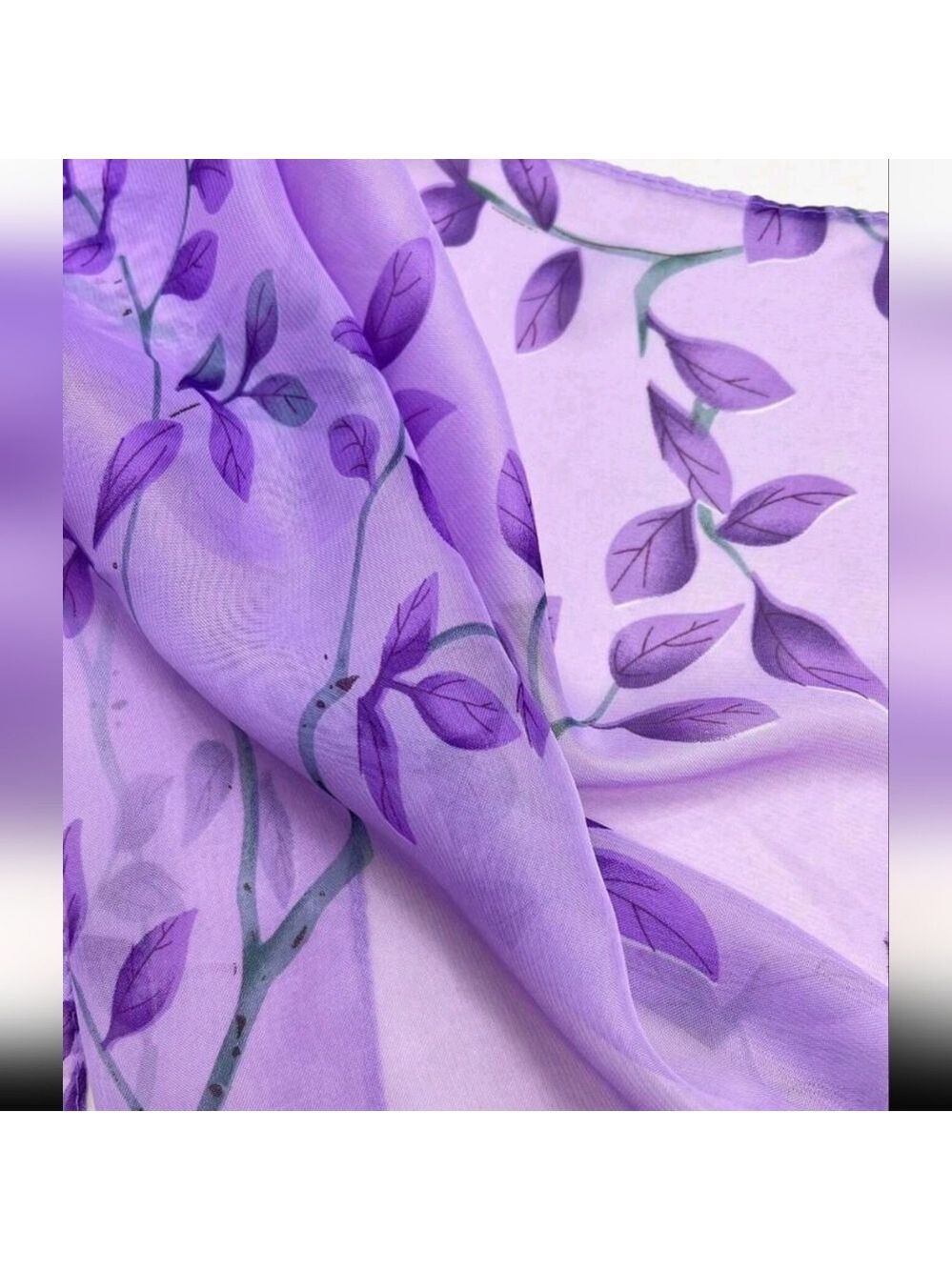 Floral Scarf Loaded With Garden FLOWERS LAVENDER TONES - Picture 4 of 8